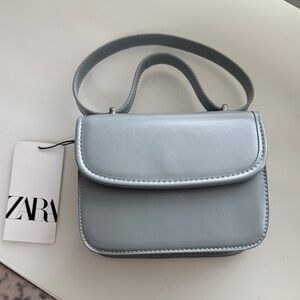NWT Zara Minimalist Small Shoulder Bag in Blue Gray